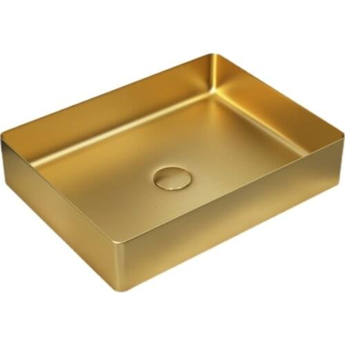 Moroco Luxury Steel Stainless Bathroom Sink Basin On Stage, Golden Bar Basin Hotel Basin Toilet Basin Household Single Basin