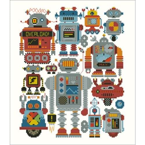Stich Cross Stitch Kits Craft My Magazine-Robot 30-35 Counted cross stitch Needlework Embroidery Cross-Stitching