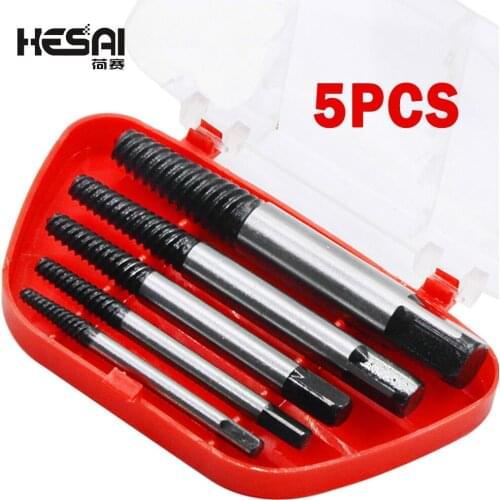 5Pcs Screw Extractor Center Drill Bits Guide Set Broken Damaged Bolt Remover Removal Speed Easy Out Set
