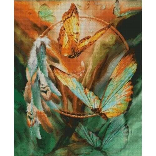Butterflies Cross Stitch Kits Top Quality Embroidery Needlework 14CT Unprinted DIY Handmade Art Home Decor