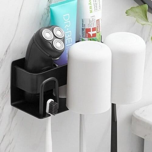 Wall Mounted Toothbrush Holder Aluminium Alloy Toothpaste Rack Bathroom Household Space Saving Bathroom Accessories