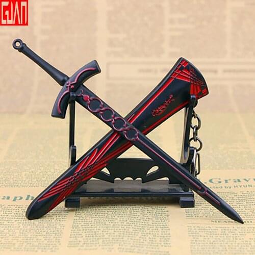 Night Of Destiny Saba Fat Black Oath Sword Of Victory Alloy Pendant Blackened Holy Sword Model 17cm Metal Die Casting Mini Toy