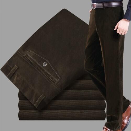 New Spring Autumn Men Pants Casual Loose Corduroy Pants Stretch Men joggers Male Trousers Anti-wrinke Easy-care Trousers