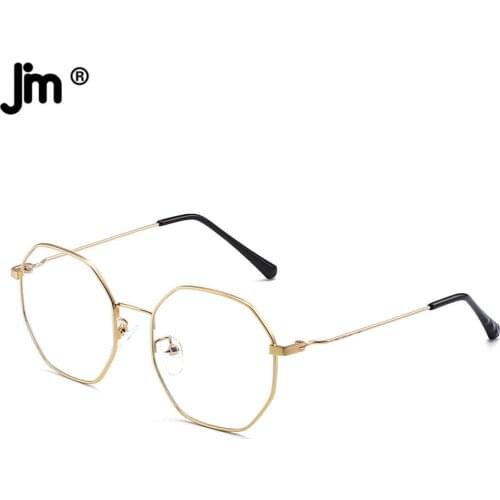JM Irregular Octagon Blue Light Reading Glasses Men Women Magnifier Diopter Presbyopic Glasses