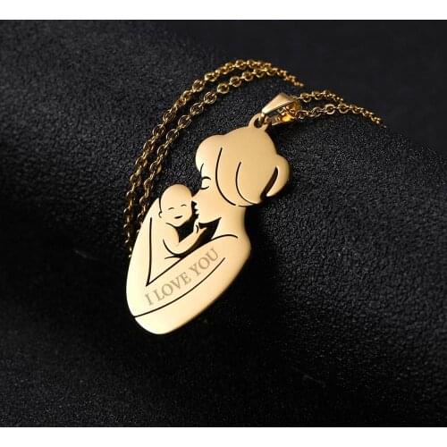 Sipuris Custom Name Necklace Baby Mother Pregnant Woman Necklace Stainless Steel Necklace For Women Personalized Jewelry Gifs