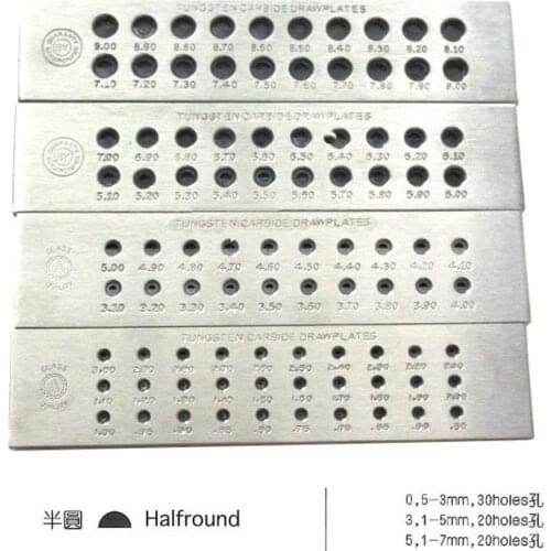 Half Round Tungsten Carbide Drawplates Jewelers Draw plate for Jewelry Making 0.55-3.0MM