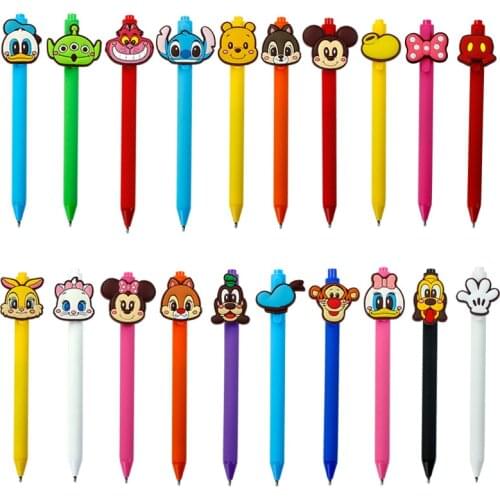 Q Version Cartoon Character Neutral Pen 0.5mm Black Disney Stitch Mickey Mouse Winnie The Pooh Monsters Inc Anime Figure Pen