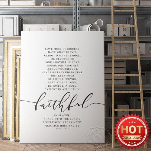 Romans 12:9-13 Niv Bible Verse Art Poster, Religion Verse Decor Wall Picture, Modern Christian Believer Scriptures Gift Prints