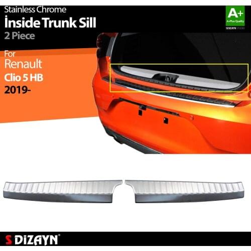 For Renault Clio 5 Chrome İnside Trunk Sill Stainless Steel 2 Pcs. Interior Car Accessories Parts Auto Products Stickers Styling