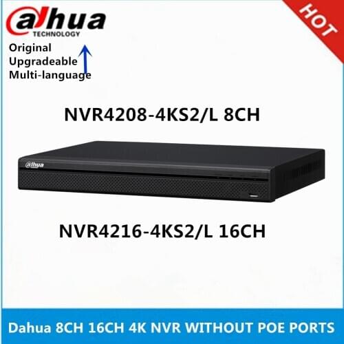 Dahua 4K NVR NVR4208-4KS2/L 8CH NVR4216-4KS2/L 16CH without PoE ports Network Video Recorder max support 12mp ip camera