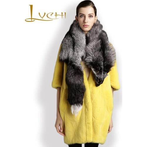 LVCHI Accept Image Customization Mink Coat Winter Warm Thick Fashion Women Fur Coat V Neck Solid Color Half Sleeve Girls Coat