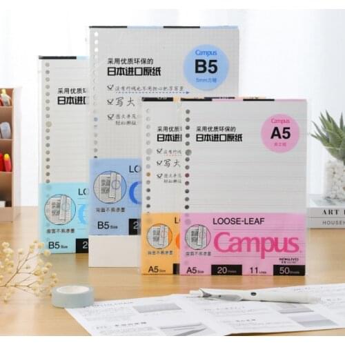 Japan KOKUYO Campus Macaron Note Book A5 B5 Loose Leaf Inner Core 50/100 Sheets Notebook Blank Dotted Line Student Stationery