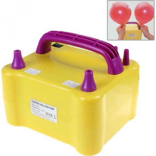 Bright Yellow 600W Electric Balloon Inflator with Two Nozzles Dual Inflation Ports Balloon Pump