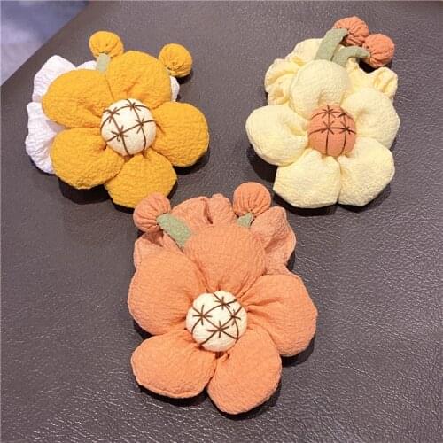 Sun Flower Women Girl Scrunchies Elastic Hair Ties Bands Bow Knot Colorful Summer Fashion Korean Mujer Head Accessories