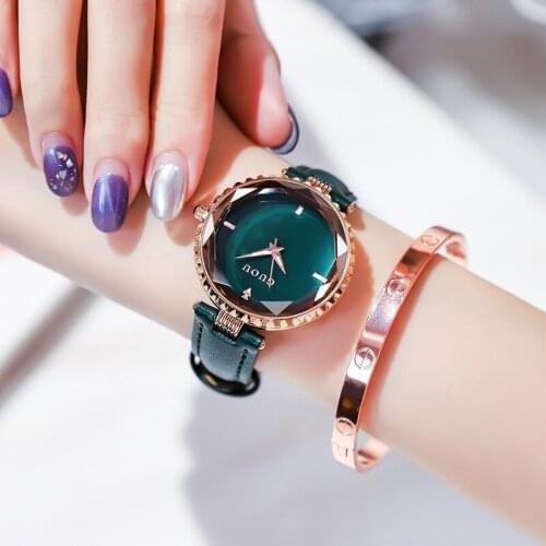 High Quality Watch Waterproof for Womens Fashion Style Korean Gold Dial Brown Green Leather Quartz Ladies Watch Relogio Gift
