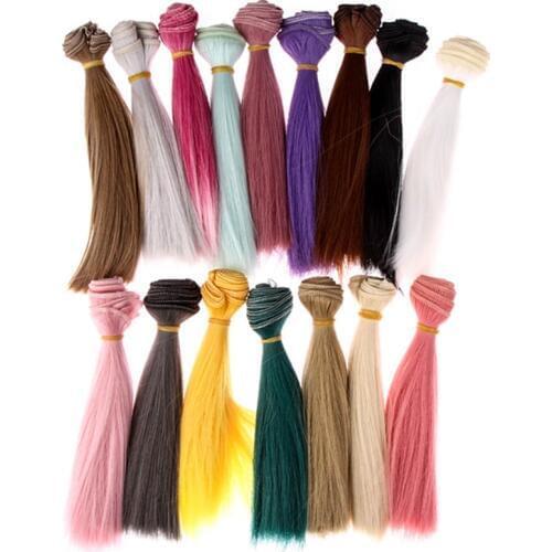 1pcs 15*100cm Doll Accessories Straight Synthetic Fiber Wig Hair For Doll Wigs High-temperature Wire