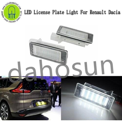 2Pcs White LED License Plate Lights Fit for Renault Espace Mk4 Scenic Mk2 Laguna 2 Dacia Duster 2008-up Rear Number Lamp
