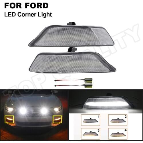 2Pcs LED Dynamic Blinker Turn Signal DRL Daytime Running Light Amber+White For Ford Mustang 2015 2016 2017 Error Free