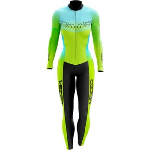 2021 Vezzo Womens Long Triathlon Clothing Cycling Skinsuit Maillot Ropa Ciclismo Go Pro Gel Pad Bicycle Jersey Sets Jumpsuit