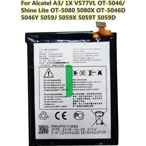 AZK High Quality 2460mAh TLP024C1/TLP024CJ battery for Alcatel A3 OT-5046/Shine Lite OT-5080 5080X OT-5046D Smart phone battery