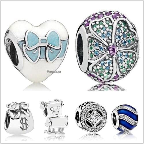 Authentic 925 Sterling Silver Glorious Bloom With Multi-Colored Crystal Charm Beads Fit Pandora Bracelet & Necklace Jewelry