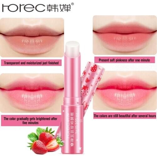 ROREC Lip Balm Lipstick Strawberry Makeup Lips Cream Colorless Long Lasting Lips Skin Nourishing Moisturizer Lips Care Lipsticks