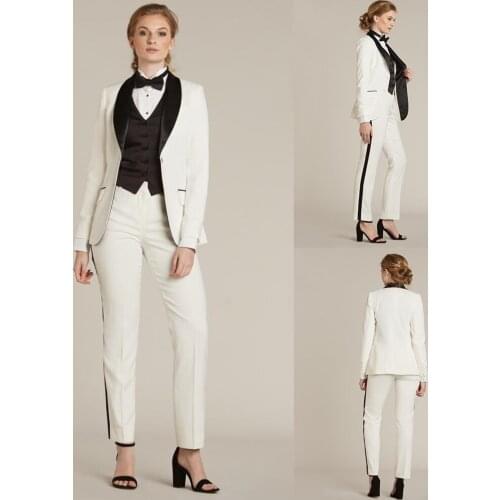 White Ivory Blazer Suits Sets Slim Fit Fashion Mother of the Bride Prom Party Guest Bridal Wedding Wear 2 Pieces Plus Size