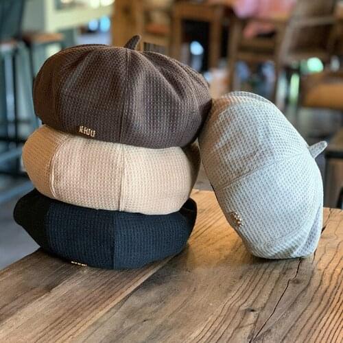 Ladies Autumn and Winter Plaid Striped Retro Beret Womens Winter Fashion Plaid Painter Octagonal Hat Casual Hat