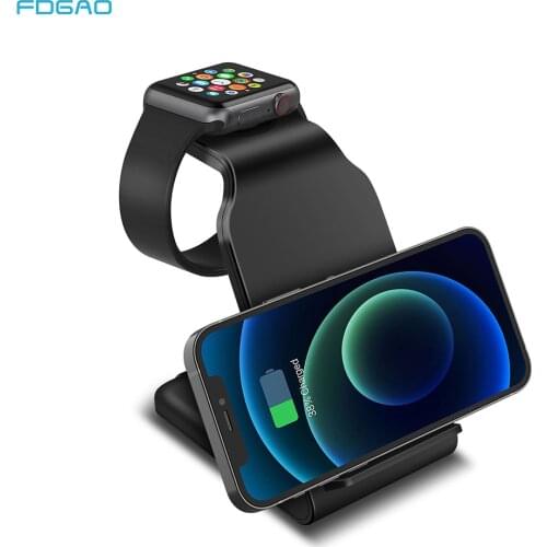 3 in 1 QI Wireless Charger Station 15W Fast Charging Stand Dock for iPhone 12/11/XS/XR/X/8 Apple Watch 6 5 4 AirPods Pro iWatch