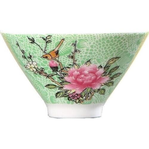 Flower Ceramic Tea Cup Hand Painted Office Master Small Cup Green Yellow Blue Pink Red Tea Ceremony Teaware Drinkware Bowls