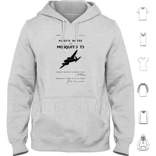 De Havilland Mosquito PilotS Notes Hoodies Long Sleeve Wwii Airplane Warbird Aviation Pilot Raf Pilots Notes De