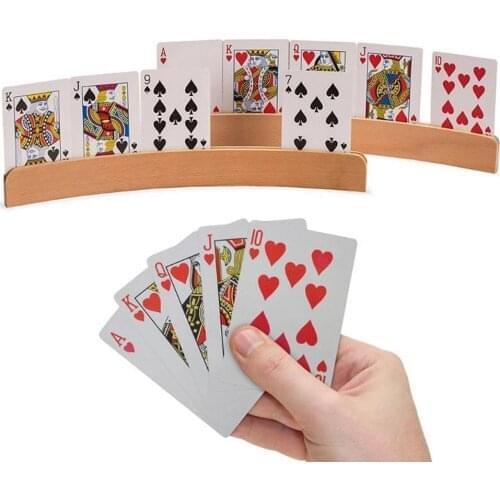 Wooden Lazy Poker Base Hands-Free Playing Card Holder Curved Design Board Game Poker Seat Curved Design Card Holders