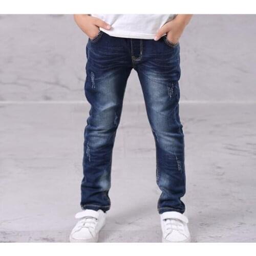 Boys Pants Jeans 2021 Spring Autumn Fashion Boys Jeans Elastic Pants Kids Clothes Childrens Casual Denim Trousers 5-14Year