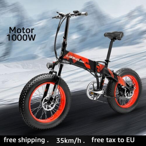 LANKELEISI Electric bicycle 1000W Electric Beach Bike 4.0 Fat Tire Electric Bike 48V 13AH LG Mountain Bike Snow ebike 20inch