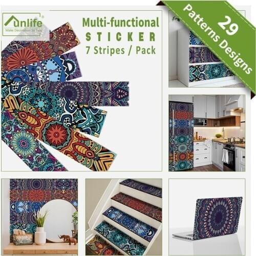Funlife® 21x100cmx7pcs Vintage Mandela Mosaic grungeMorocco Self adhesive Kitchen Bathroom Tile Sticker Functional Wall Sticker