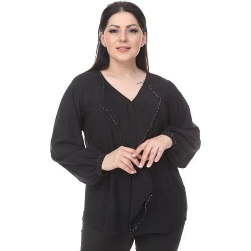 Hanezza Plus Size FIRFIR BEADWORK FUTHER BLUZ