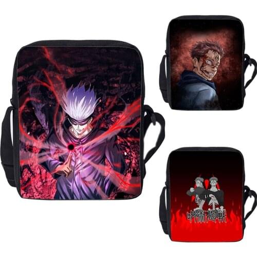3D Print Japan Anime Jujutsu Kaisen Handbags Men Zipper Canvas Japan Back Pack Crossbody Bags for Children Teenage Shoulder Bag