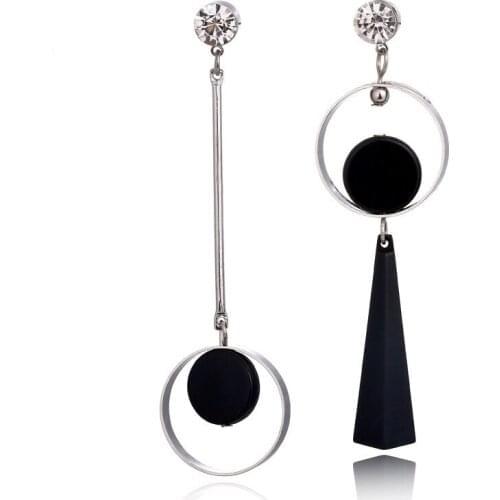 Personality Exaggerated Earring Long Asymmetrical Metal Earrings For Women Fashion Jewelry 2021 Alloy Drop Earrings Hoop Earring