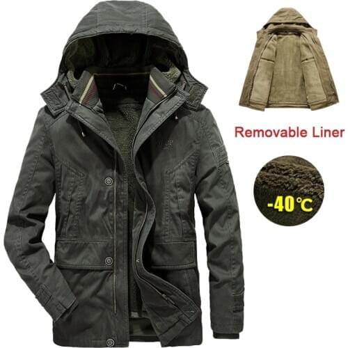 Windbreaker Winter Jacket Men Cotton Thick Warm Removable Liner 2 in 1 Mens Parkas Outdoor Cashmere Long Coat Plus Size M-5XL