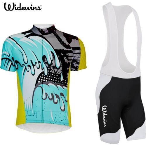Sea wave team 2017 cycle Jersey Set ciclismo tenue cycliste pro equipe homme maillot culotte with 9D gel pad 5409