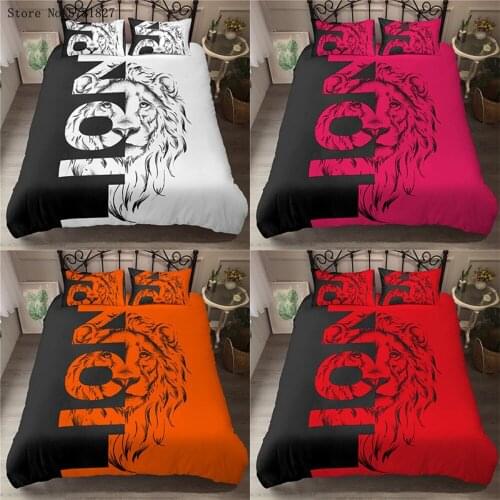 Animal Lion Bedding Set 2/3 Pieces Pink White Red Orange Duvet Cover For Bedroom Bed Quilt Cover Twin Single Queen Bed Cover Set
