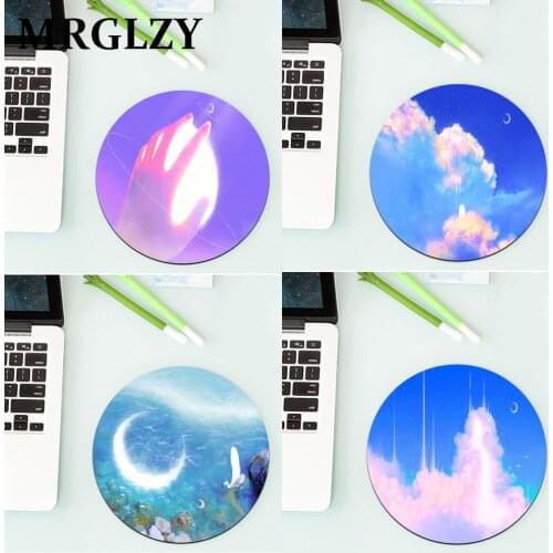 Vime Moon and White Clouds 20x20cm 22x22cm Rug for PC Notebook Drop Shipping Round Mini Carpet Gamer Keyboard Mouse Pad