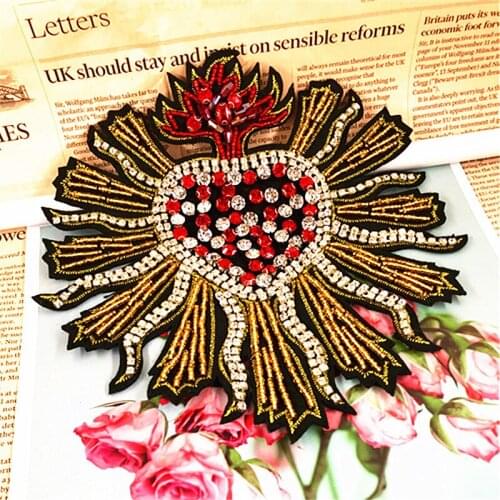 Fashion Rhinestone Beaded Patch Heart Sew-On Cloth Paste For DIY Handcraft Garment Decoration Accessories