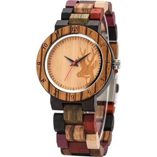 Fashion Womens Watch Luxury Wooden Quartz Watches Unique Mixed Color Full Wood Bracelet Female Wristwatches Gifts Dropshipping