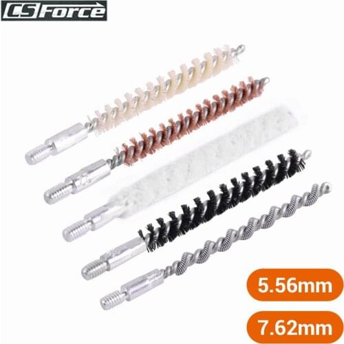 5 Pcs/Set Gun Cleaning Rod Brush Head Kit 8-32 Thread .30cal 7.62mm .22cal 5.56mm Rifle Gun Cleaning Tool Hunting Accessories