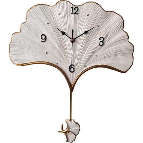 Ginkgo Leaf Swing Wall Clocks Fashion Personality Creative Resin Household Silent Quartz Clock Home Wall Decoration