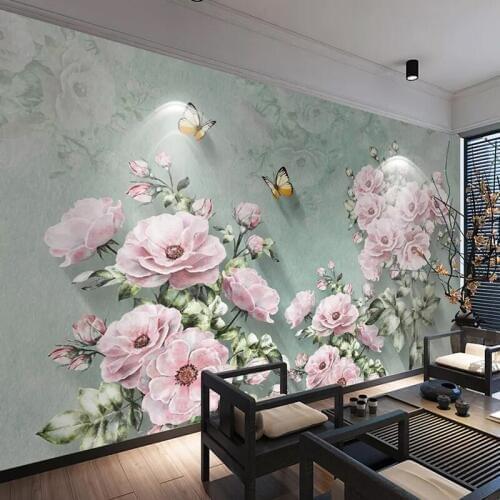 Custom Wall Murals Wallpaper 3D Retro European Style Flower Butterfly Living Room Study Room Bedroom Background Wall Decor Mural