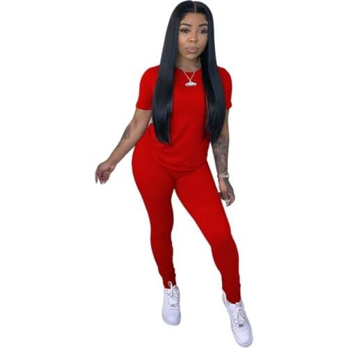 Solid 3xl plus size sets ensemble jogging femme Pink outfits short sleeve t shirt+sweatpants sweat suits women matching sets