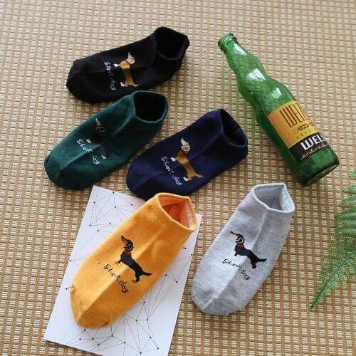 PEONFLY 5 Pairs/lot Classic Cotton Boat Ankle Fashion men Socks Stars Spelling Colorful Pattern Casual Summer Short Socks