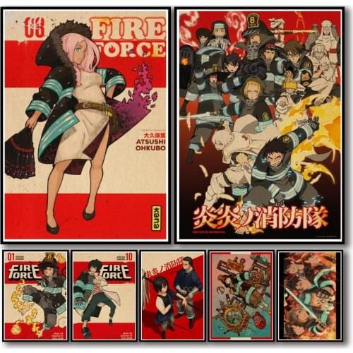 Retro Poster Fire Force Anime Posters Canvas Painting Wall Decor Wall Art Picture Decoration for Living Room Decor Home Decor